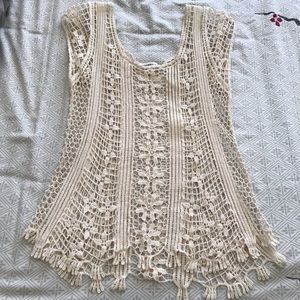 Cap Sleeve Macrame Top Roommates